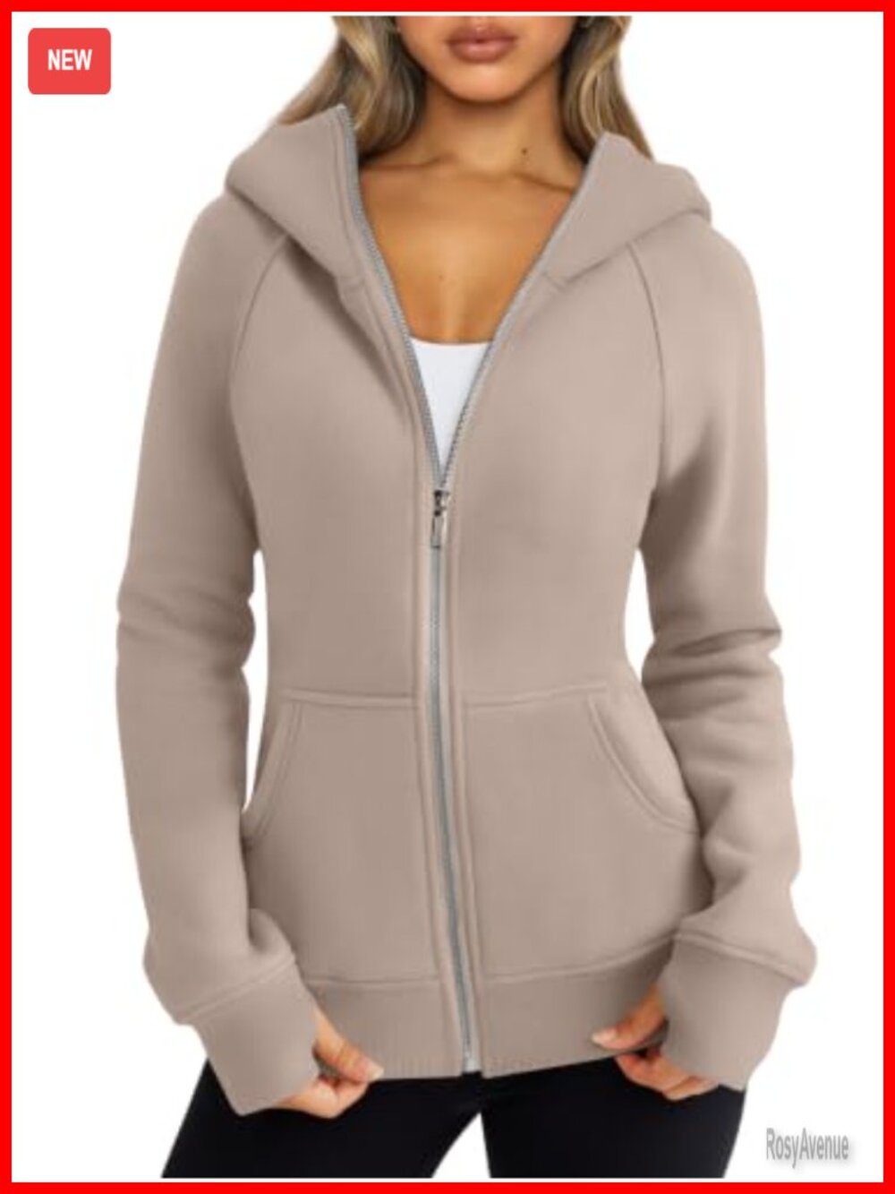 Women's Full-Zip Hoodie Cotton-Blend Fleece Sweatshirt with Hood & Pockets